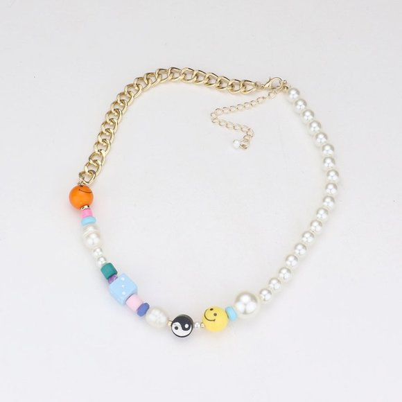 Dolls Kill Jewelry - NWT Smiley Yiin Yang Chunky Beaded Necklace